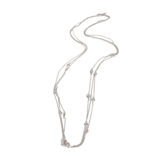 3-Chain 16 Station Mixed Fancy Cut Diamond Necklace in 18k White Gold 1.5 CTW - Picture 2 of 3